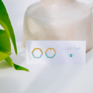 Half Dip Enamel Hexagon Studs
