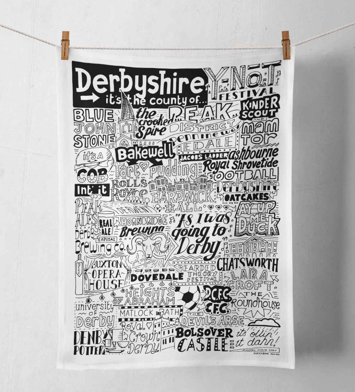 Derbyshire Landmarks Tea Towel