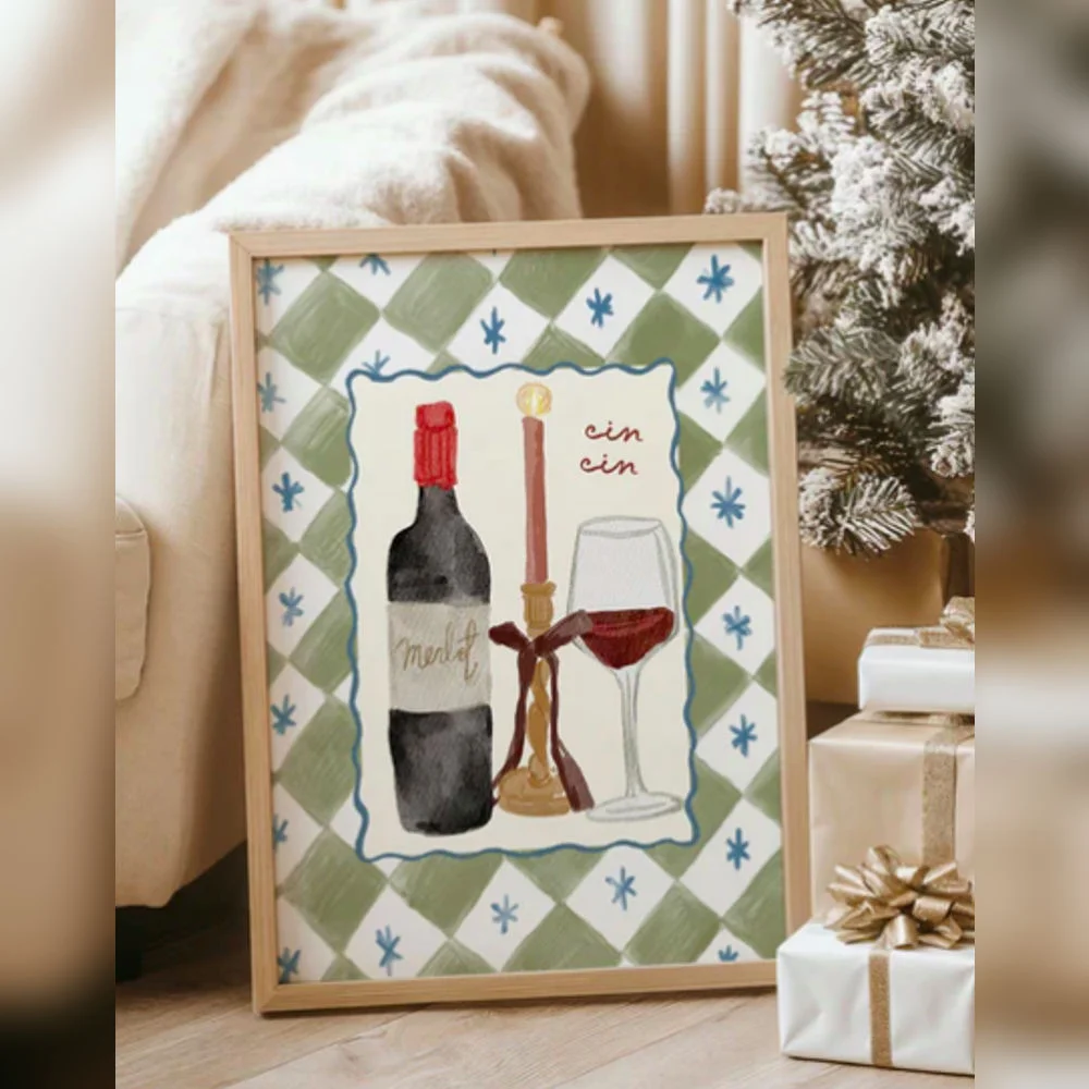 A3 Print Cin Cin Red Wine In Action Print