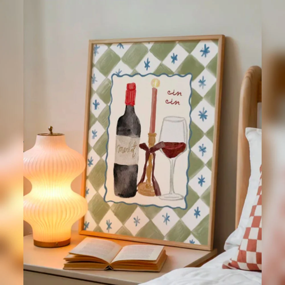 A3 Print Cin Cin Red Wine Side Print