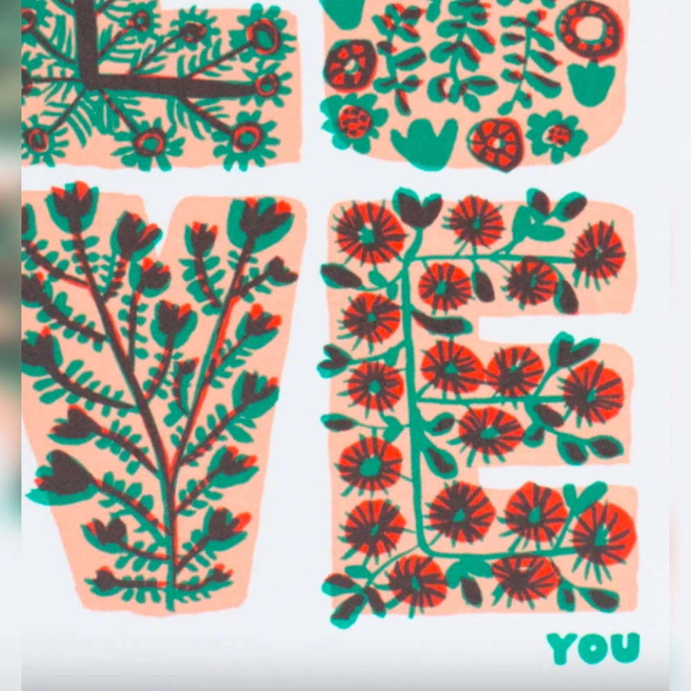 Floral Love You Card Close Up
