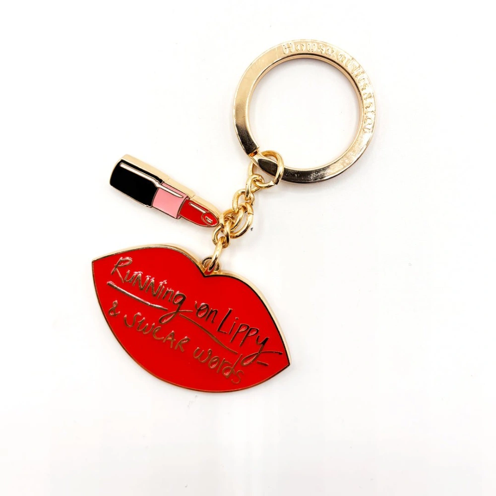 Running On Lippy And Swear Words Keyring Side Shot