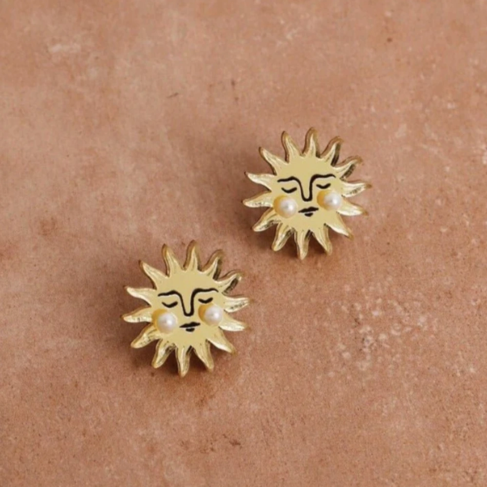 Wolf & Moon Sun Studs